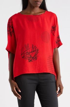 Patrizia Luca Scribble Print Top in Red at Nordstrom Rack, Size Large/x-Large