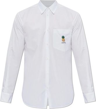 Dsquared2 Shirt With Patch - Heren - Zakelijke Overhemden - Wit - S - Katoen - Overhemden