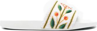 Casablanca Sandali slides con ricamo - Bianco