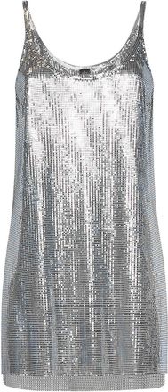 Paco Rabanne Long Silver Pixel Aluminum Mesh Top