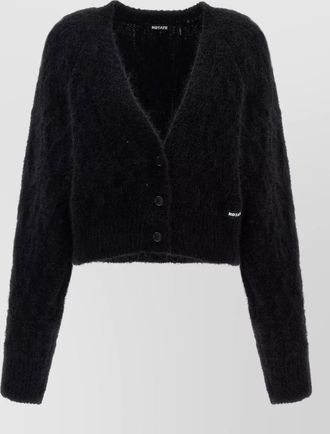 Rotate knit cardigan cropped long sleeves v neckline