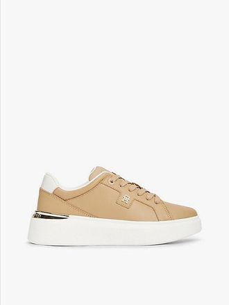 Tommy Hilfiger Metallic TH Monogram Leather Platform Trainers