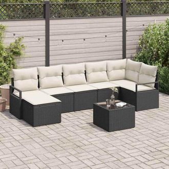 vidaXL Vidaxl - Conjunto De Sof&aacute; De Jard&iacute;n Con Coj&iacute;n 8 Pcs Marr&oacute;n, Crema