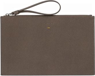Doucal's leather document pouch - Grey
