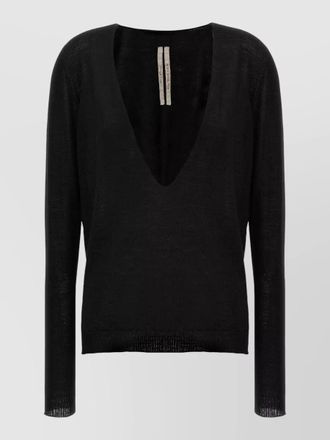 Rick Owens wool deep v-neck long-sleeve jumper