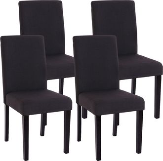 Hhg Hhg - Nunca Usado] Juego De 4 Sillas De Comedor Littau, Textil, Negro, Patas Oscuras