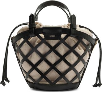 Arezzo Small Petra Leather Bucket Bag in Preto/Natural at Nordstrom