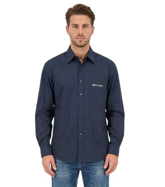 Palm Angels Navy Blue Regular Shirt