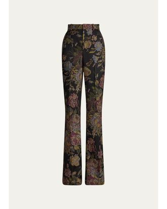 Ralph Lauren Collection Wrigley II Floral Jacquard Bootcut-Leg Pants