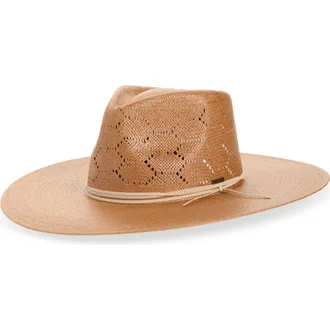 Brixton Porto Straw Fedora in Italian Clay at Nordstrom, Size X-Small