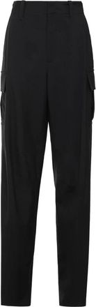 Bottega Veneta Fijne Wollen Cargobroek - Dames - Straight fit broeken - Blauw - 2XS - Wol - Broeken