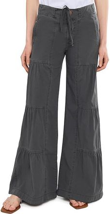 Xcvi Terraced Wide Leg Womens Dress Pants Charcoal : LG (Womens 12-14), Cotton/Spandex