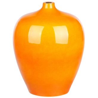 Beliani Beliani - Florero De Terracota Naranja 37 Cm Forma Redonda Sala De Estar Dormitorio Terrasa