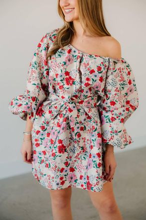 Tela Shirley Temple Mini Dress In Beige