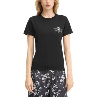Karl Lagerfeld Tops, Dames, Zwart, L, Katoen, Ikon Seasonal T-Shirt