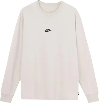 Nike Sportswear Premium Essentials Solid Color Sports Round Neck Pullover Long Sleeves White DO7391-072