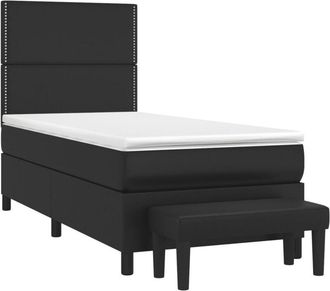 vidaXL Vidaxl - Cama Box Spring Con Colch&oacute;n Cuero Sint&eacute;tico Negro 100x200 Cm