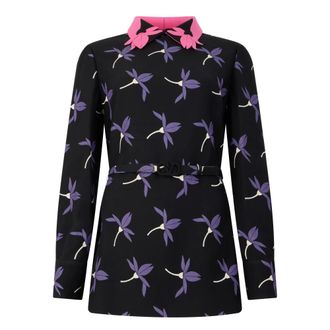 Valentino Garavani Long Sleeve Tops, female, Black, Size: XL Elegant Colorful Print Long Sleeve Top