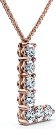 Pompeii3 1Ct Diamond Initial L Pendant 14k Gold 18 Necklace Lab Grown 5/8 Tall