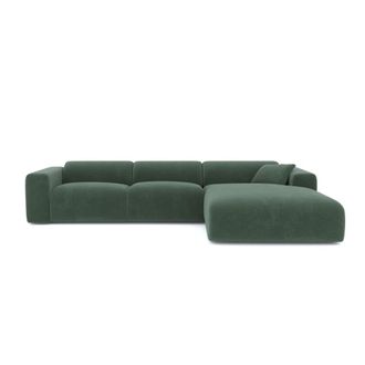 Sia Home Amplio sof&aacute; en &aacute;ngulo recto 5 plazas terciopelo texturizado verde