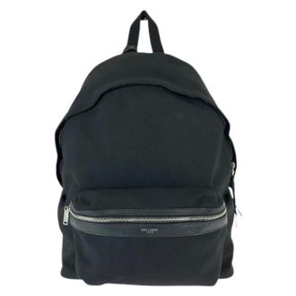 Saint Laurent Pre-owned Backpacks, male, Black, Size: ONE SIZE Pre-owned City Canvas Leather Backpack