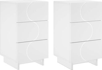 vidaXL Mesa De Noche 2 Pcs Blanco 33,5 X 34,5 X 60 Cm Vidaxl