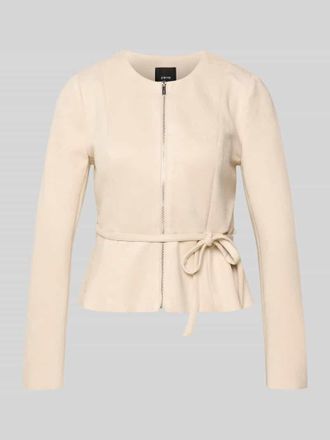 Zero Blazer mit Rei&szlig;verschluss und Bindeg&uuml;rtel in Beige, Gr&ouml;&szlig;e 34