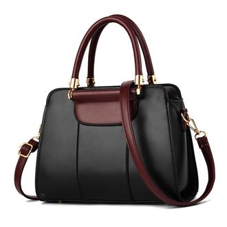 Generic Two-toned Purses and Handbags for Women Top Handle Satchel Crossbody Bag Fashion Ladies Shoulder Bag Tote Purses (Black)