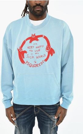 Dsquared2 Brushed Cotton Crew-neck Sweatshirt with Patch Pocket size M