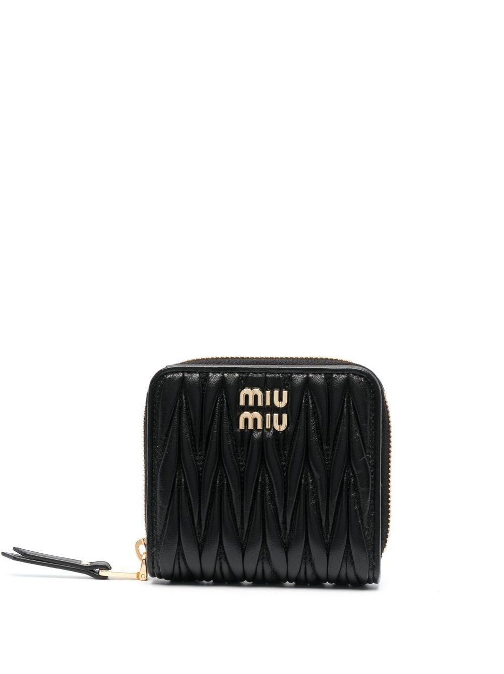 Miu Miu Matelasse coin case card holder mini wallet black