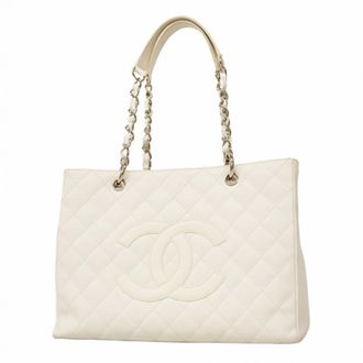 Chanel White Grained Calfskin Tote Bag (Pre-Owned)