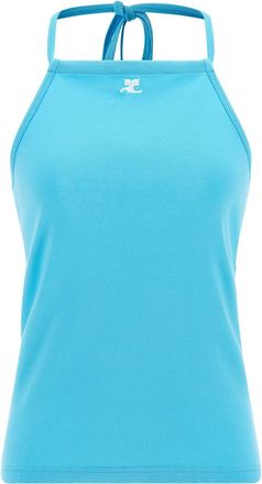 Courr&egrave;ges Light Blue Logo Embroidery Tank Top