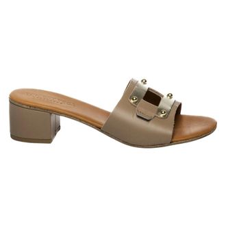 Vincent Vega Vincent Vega, Schoenen, Dames, Beige, 38 EU, Leer, Cutter Heeled Mule