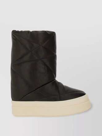 Rick Owens quilted platform boots round toe