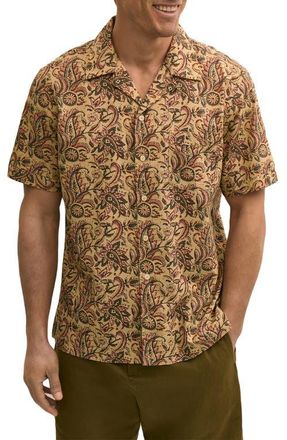 Brooks Brothers Block Print Cotton Camp Shirt in Paisley at Nordstrom, Size Xx-Large