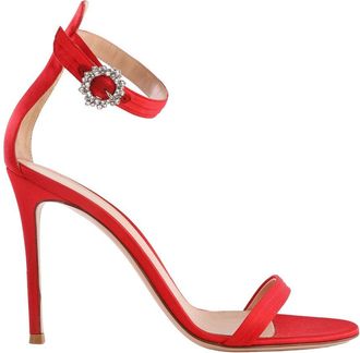 Gianvito Rossi Womens Satin Portofino 100 Crystal-Embellished Sandal (Authentic Pre-Loved)