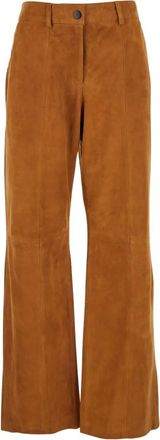 Tela suede straight-leg trousers - Brown