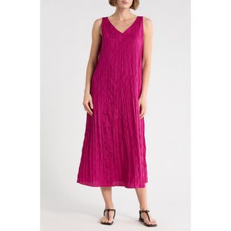 Eileen Fisher Pleated Silk Midi Dress in Sangria at Nordstrom Rack, Size Xx-Small