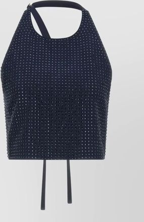 Pinko rhinestone embellished halterneck cropped top