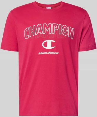 Champion T-Shirt mit Label-Print und Rundhalsausschnitt in Rot, Gr&ouml;&szlig;e XXL
