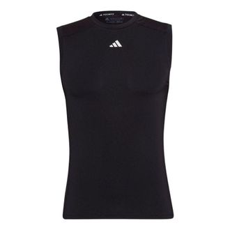 adidas Mens adidas Round Neck Pullover Sports Sleeveless Black T-Shirt HK2338