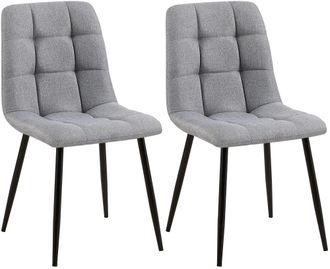 Clp Set de 2 sillas con patas de metal y asiento en Tela Gris