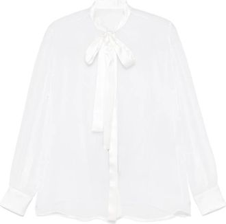 Dolce & Gabbana Wit Overhemd met Satijnen Afwerking - Dames - Blouses - Wit - S - Satijn - Overhemden