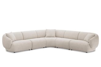 Castlery Auburn Extended L-Shape Sectional Sofa Customized, Performance Boucle Cream, Spill Resistant, Modular for Sofas, Castlery Brand