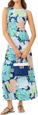 Lilly Pulitzer Carolita Maxi Dress In Starlight Navy Tennessees Hibiscus