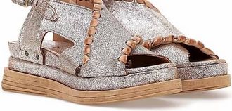 A.S.98 Womens Lumi Metallic Leather Platform Sandal In Argento