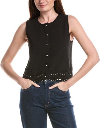 Ellen Tracy Pearl Button-Front Vest