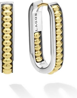 Lagos Two-Tone Linear Hoop Earrings in Two Tone at Nordstrom