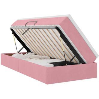 vidaXL Storage Bed with Mattress with Mattress Pink 90 x 190 cm Velvet vidaXL