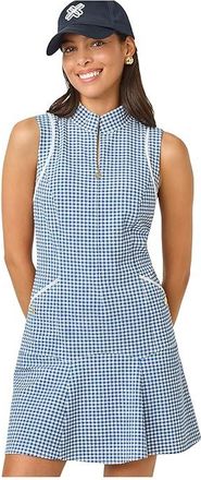Lilly Pulitzer Kathy Flounce Dress UPF 50 Womens Dress Starlight Navy Mini Performance Gingham : 10, Nylon/Polyamide/Spandex